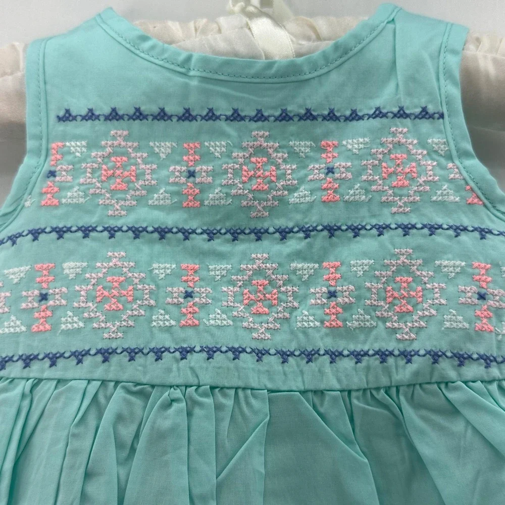 Carter's Dress Cardigan Set Baby‎ Girl 3M Pink Teal White Excellent Floral 6pc